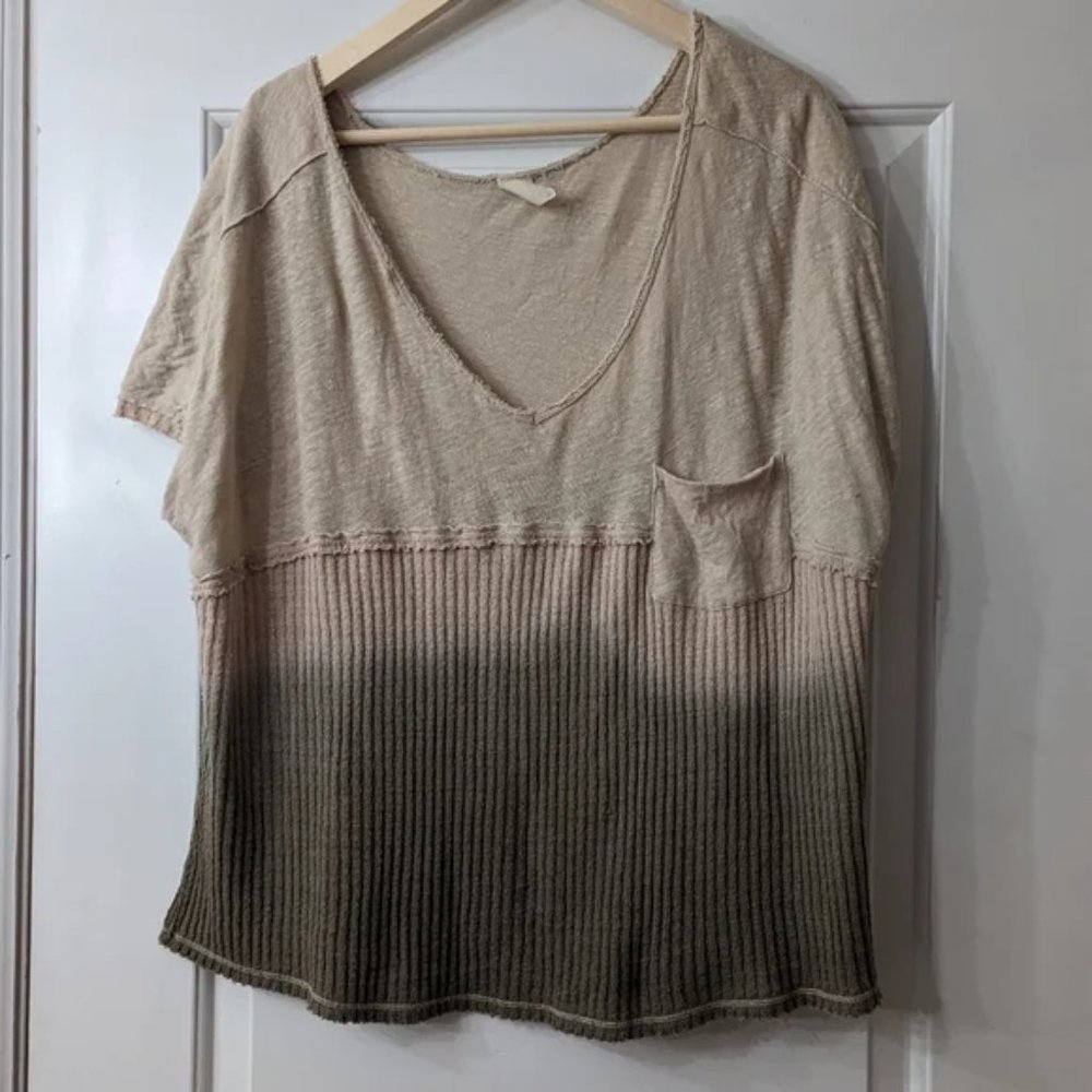 We the Free oversized tan and green ombre shirt M